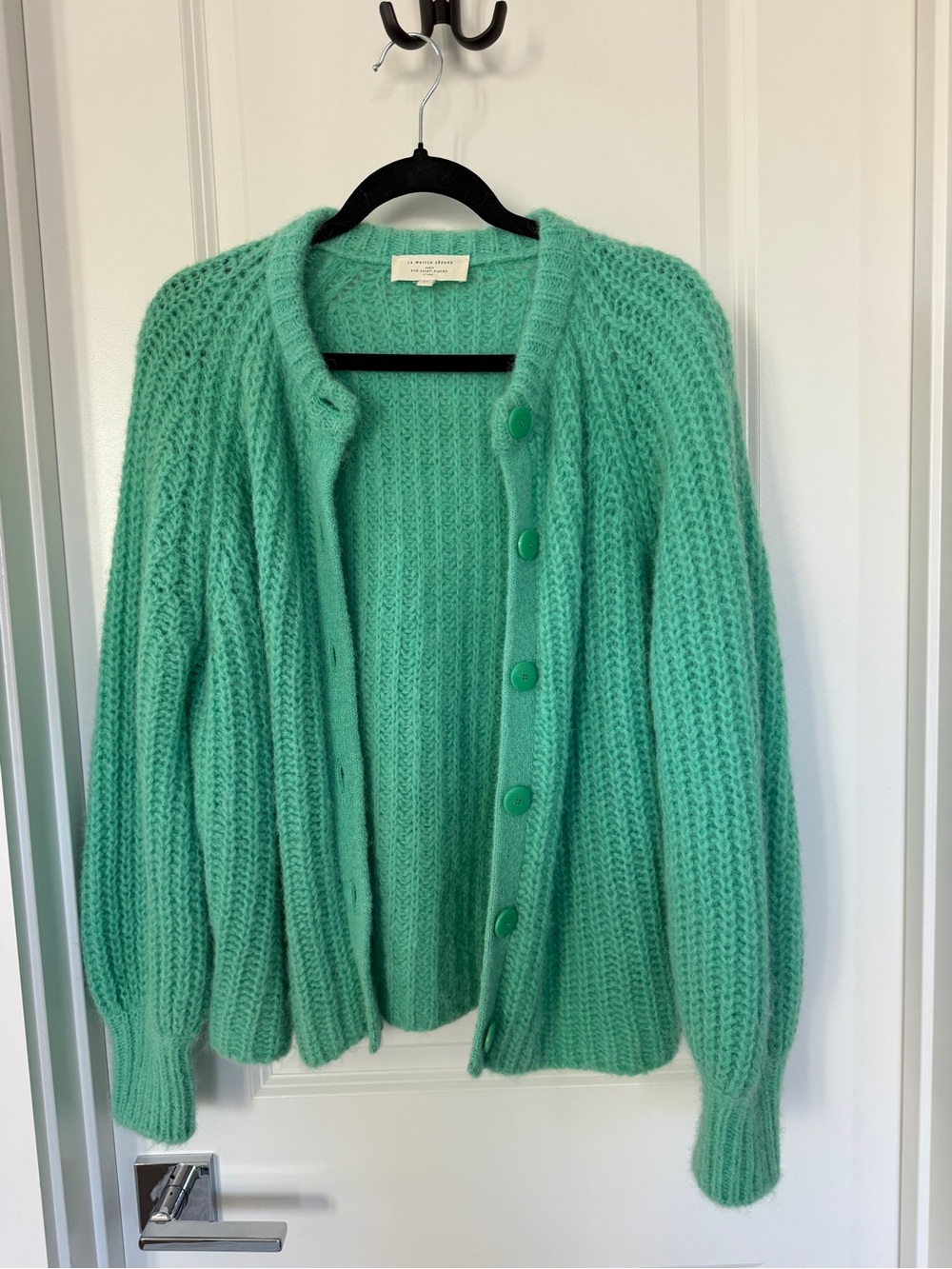 Sezane Bright Green Emile Cardigan